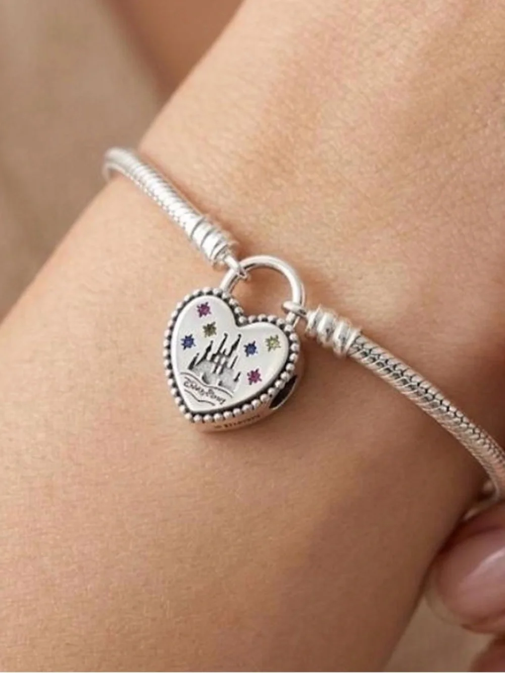 Pandora Disney Silver-Tone Mickey Heart Charm Bracelet